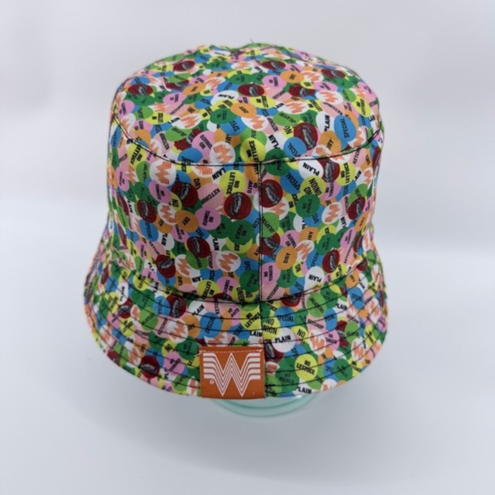 Whataburger Sticker Print Bucket Hat Multicolor Graphic Fast Food Logo Hat